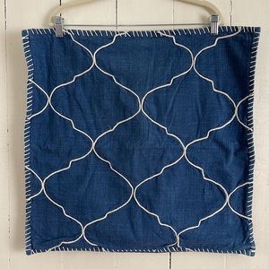 PB Tile Embroidered Pillow Cover - 22 X 22 - denim